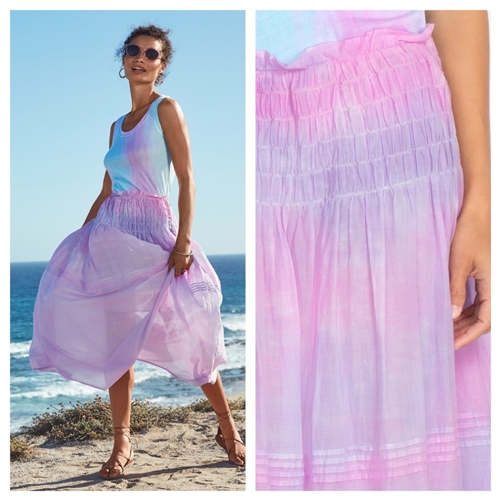 Johnny Was Pastel Pink and Lavender Ombre Maxi Skirt